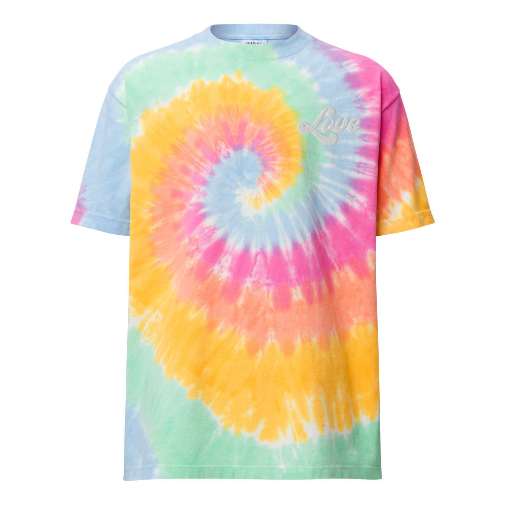 Love Oversized Embroidered Tie-Dye T-Shirt - https://ascensionemporium.net